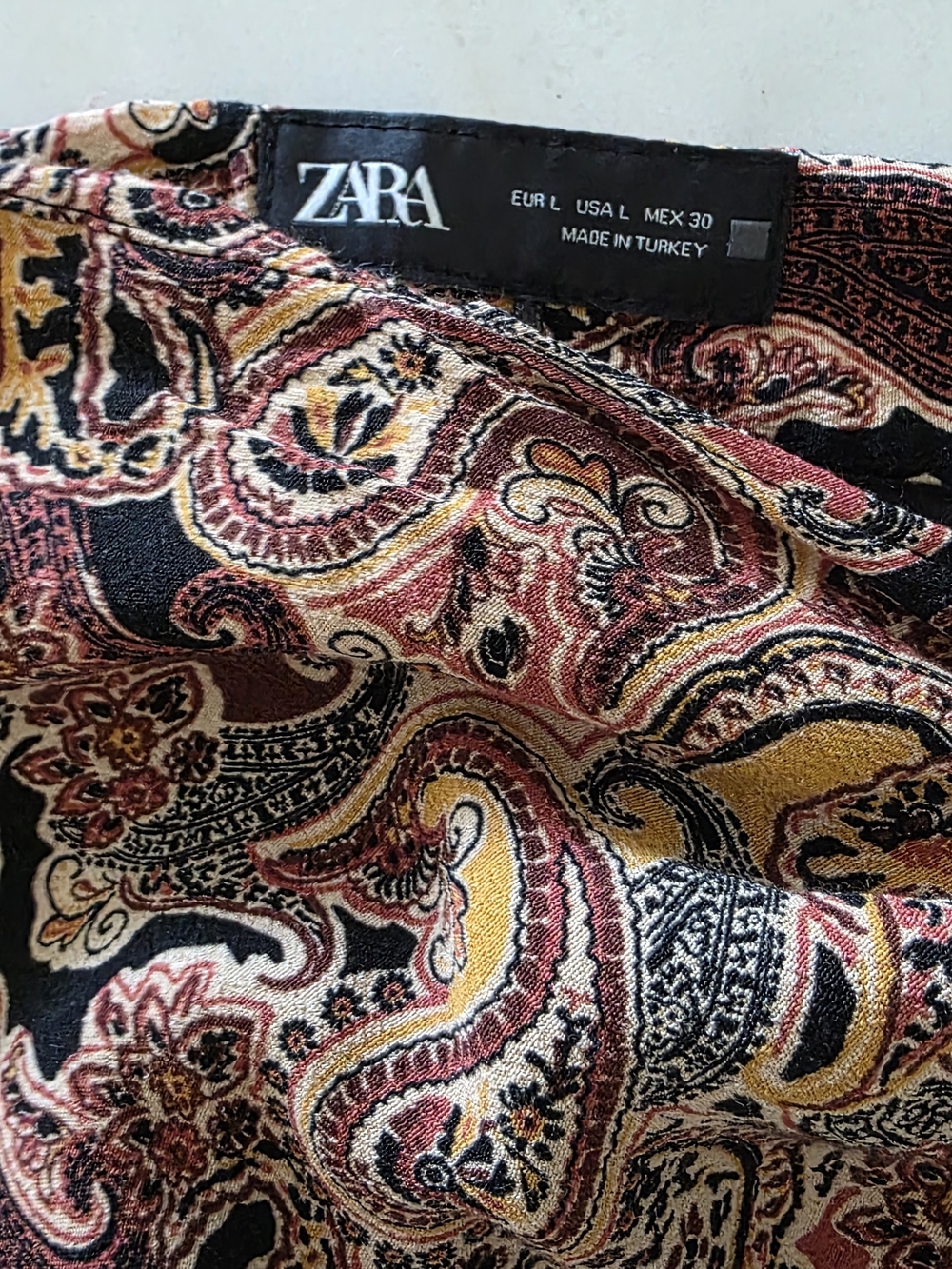 Zara Paisley Wrap Skirt in Burgundy, Mustard & Black - Picture 3 of 8